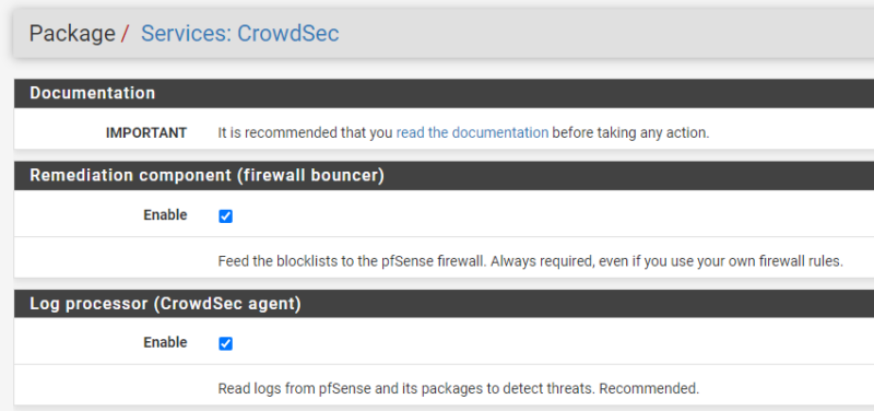 Configurer CrowdSec sur PfSense - Etape 1