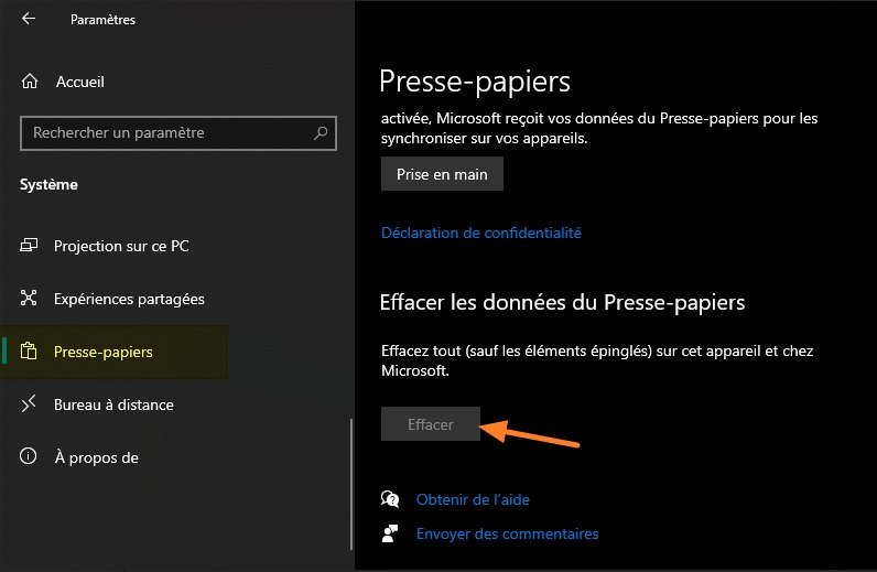 Effacer le presse-papiers