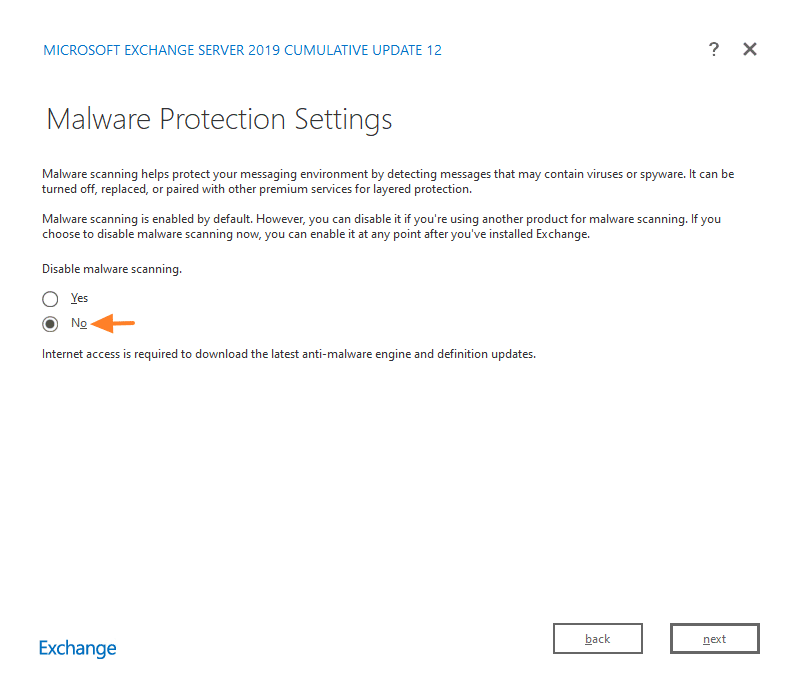 Installer Exchange Server 2019 - Etape Malware Protection