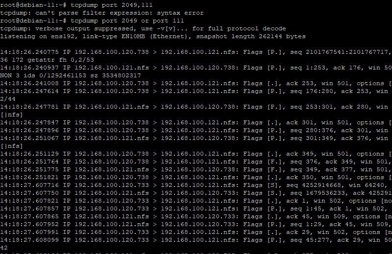 Capture de paquets NFS avec tcpdump