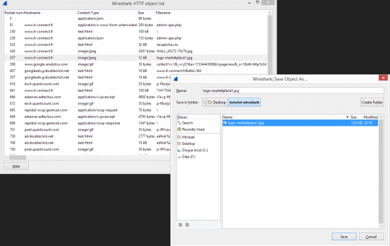 Exportation d'un objet HTTP capturé reconstruire fichier pcap wireshar