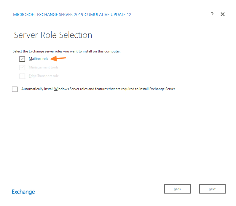 Installer Exchange Server 2019 - Etape Sélection des rôles