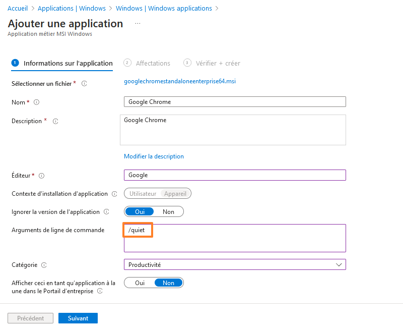 Déployer Google Chrome avec Intune