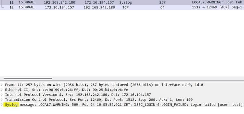 Wireshark - Syslog remplace Data