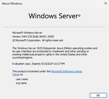 Windows Server Preview Build 26063