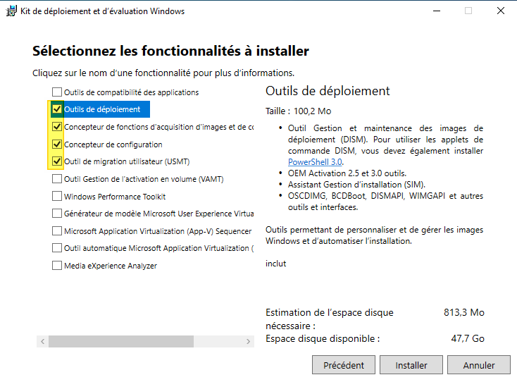 Windows Server 2022 - Installer le kit ADK pour MDT - Etape 2