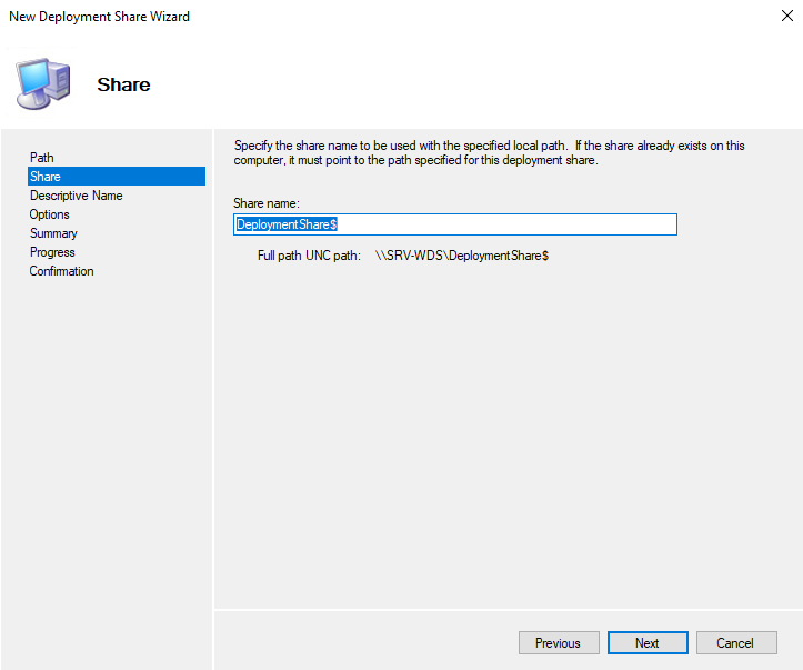 MDT avec Windows Server 2022 - Créer Deployment Share - Etape 3