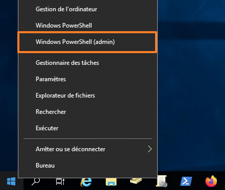 PowerShell dans le menu Win X