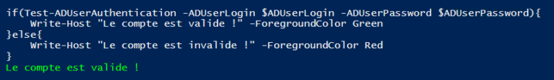 Tester authentification AD avec PowerShell