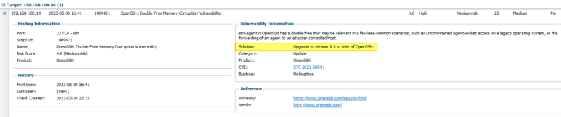 Outpot24 Outscan NX - Exemple vulnérabilité 3