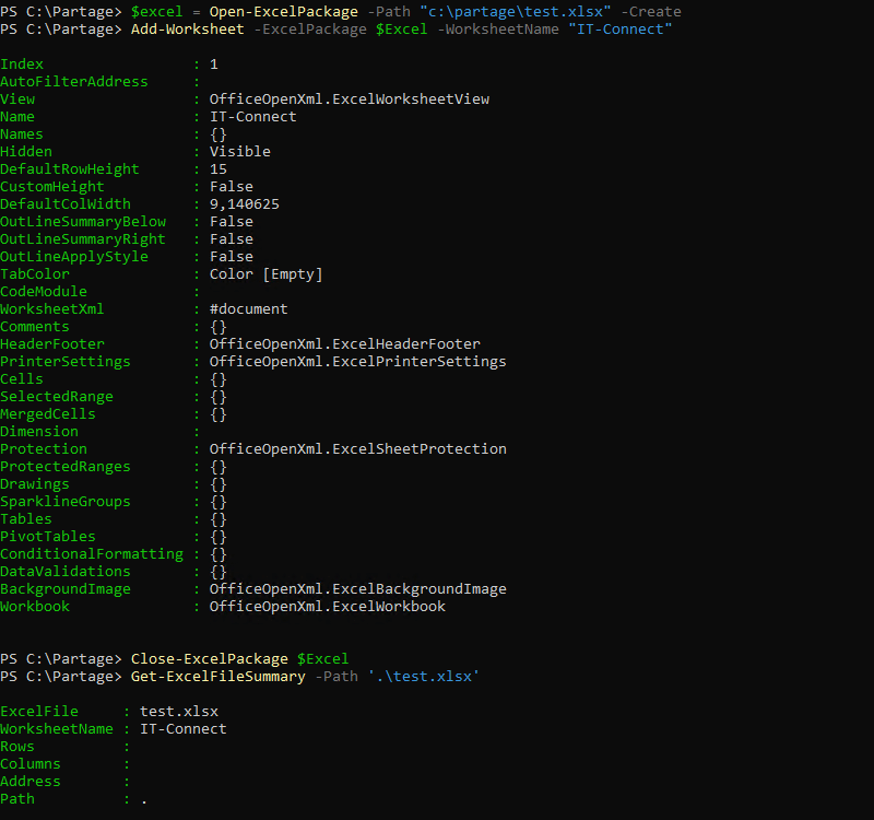 Créer un fichier Excel avec PowerShell