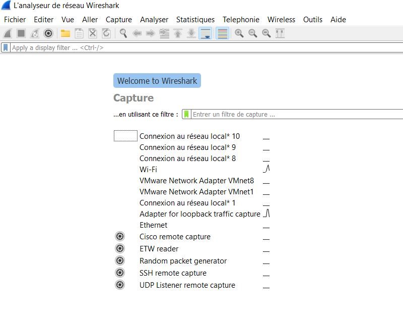 Lancer une capture Wireshark