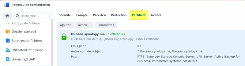 Synology DDNS : comment ajouter un certificat SSL ?