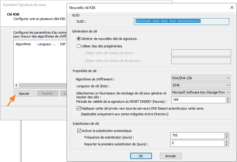 Windows Server 2022 - AD DNSSEC - Clé KSK