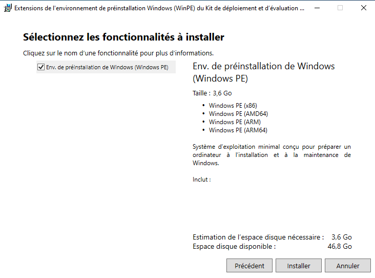 Windows Server 2022 - Installer extension WinPE pour MDT - Etape 3