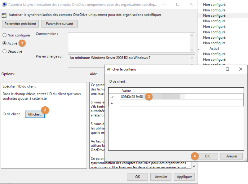 Autoriser la synchronisation des comptes OneDrive uniquement pour des organisations spécifiques