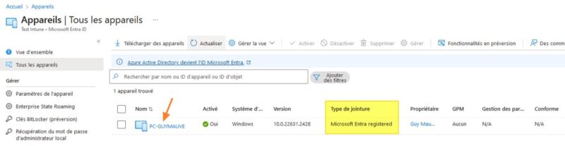 Windows 11 23H2 - Microsoft Entra Registered - Etape 6