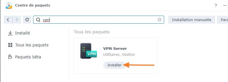 Installation de VPN Server sur Synology