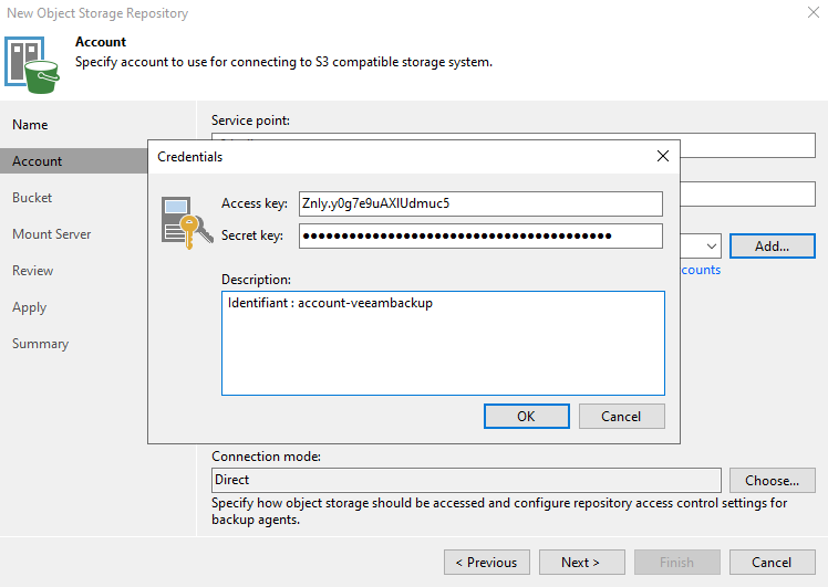 Veeam Backup et Replication 12 - Ajouter S3 Storage Leviia - 6