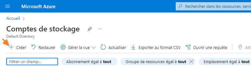 Microsoft Azure - Créer un compte de stockage