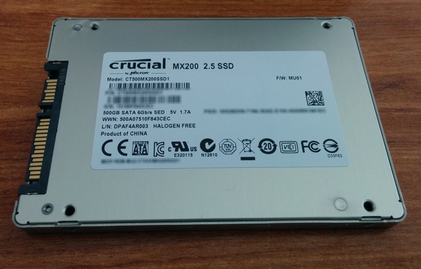 SSD Crucial MX200 - Vue de dessous
