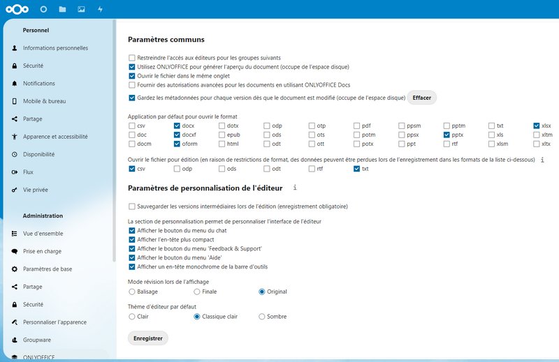 Nextcloud - Options ONLYOFFICE