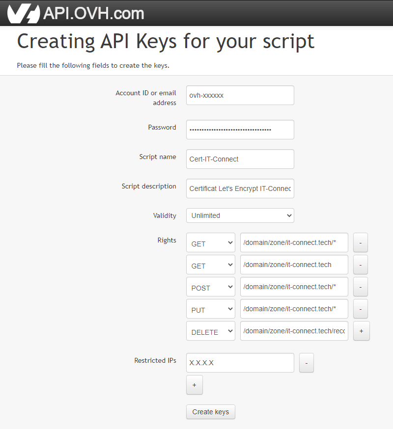 OVH API Let's Encrypt