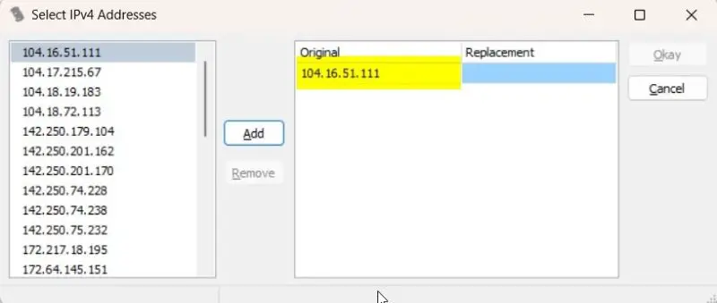 TraceWrangler - Select IPv4 Addresses