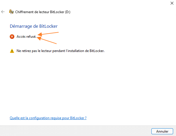 BitLocker To Go : accès refusé, que faire ?