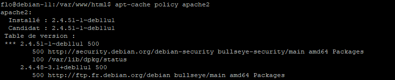 apt-cache policy apache2