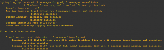 Visionnage du paramétrage des logs dans Cisco logs cisco