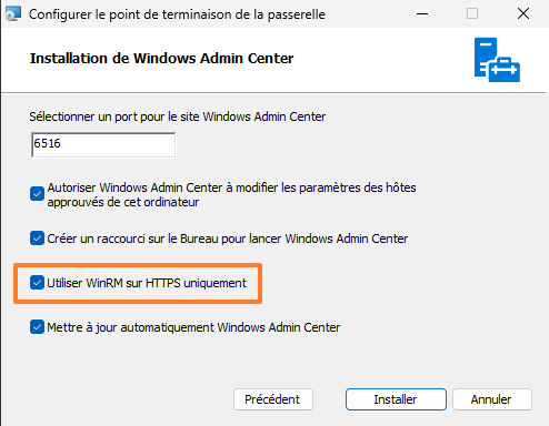 Windows Admin Center - WinRM HTTPS Only