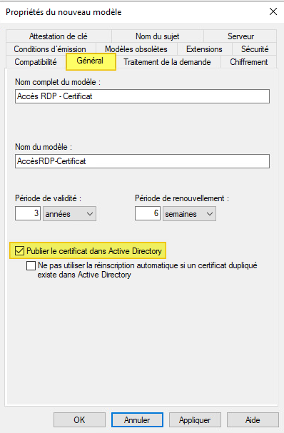 ADCS - Modèle certificat RDP - 3