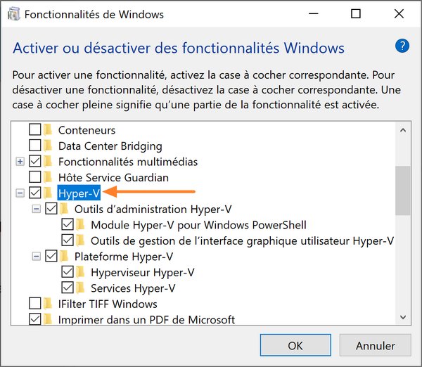 Installer Hyper-V sur Windows 10