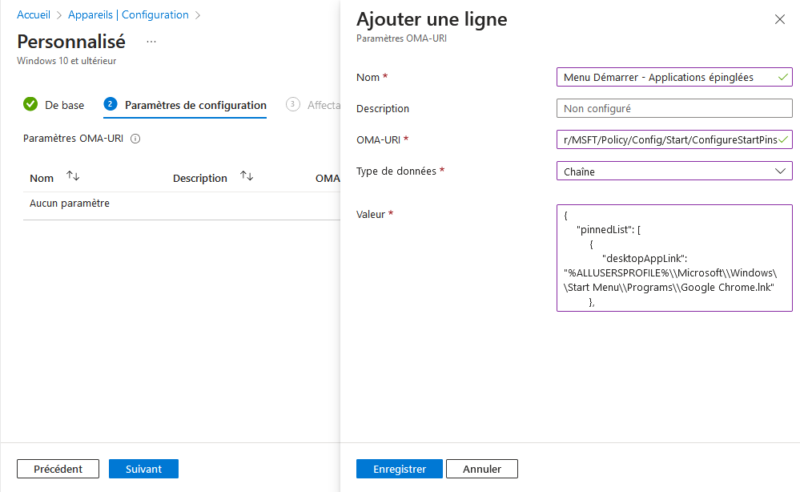 Intune - Personnaliser menu Démarrer Windows 11 - 04