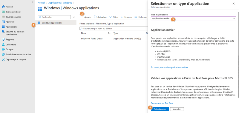 Intune - Application MSI - Etape 1