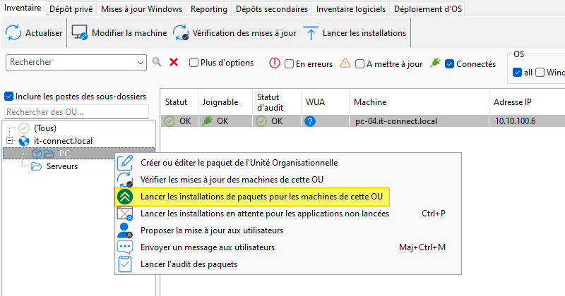 WAPT - Lancer les installations sur une OU