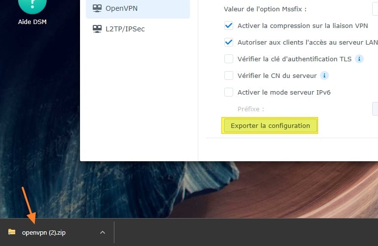 Exporter la configuration VPN
