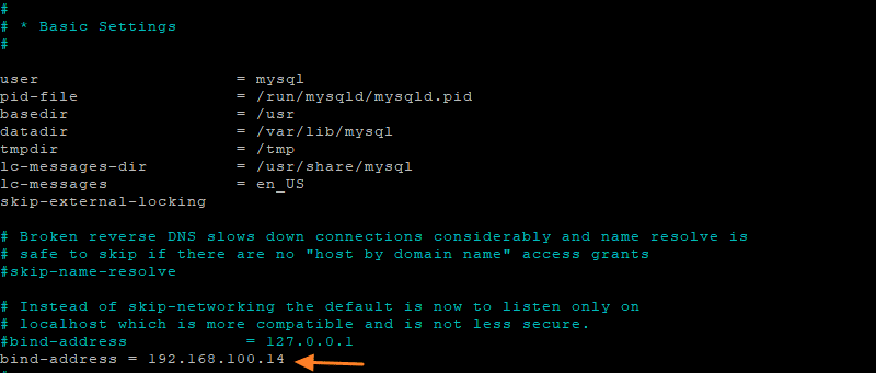 MySQL bind-address exemple