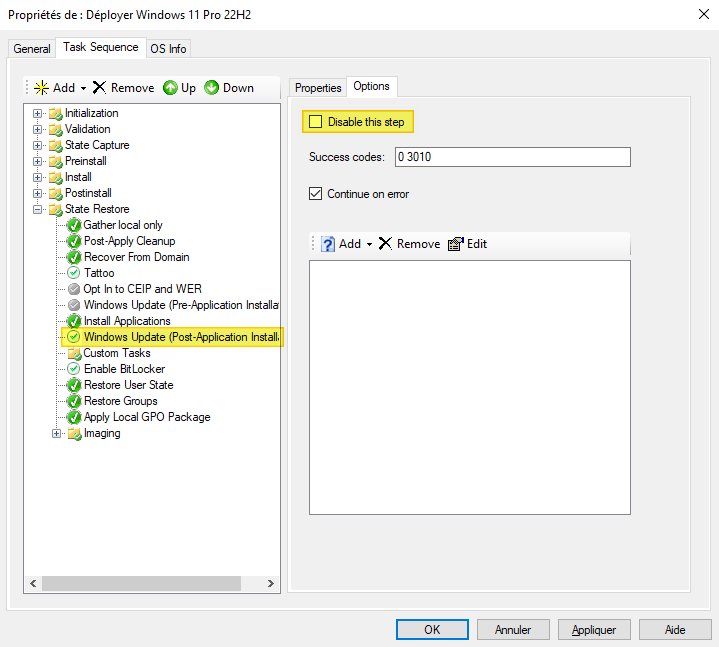 MDT avec Windows Server 2022 - Créer une séquence de tâches - Etape 10