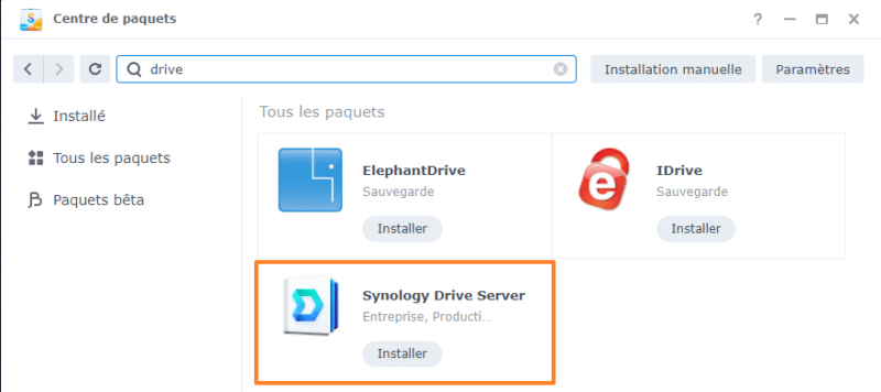Installer Synology Drive Server