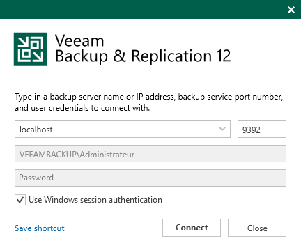 Installation Veeam Backup et Replication 12 - Connexion