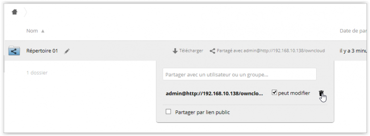Suppression du partage sur serv01 synchronisation-serveur-owncloud-205901