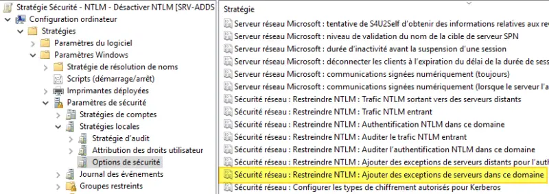 Active Directory - NTLM - Ajouter une exception par GPO - 1
