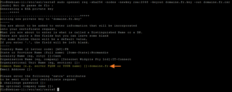 Générer un CSR avec OpenSSL