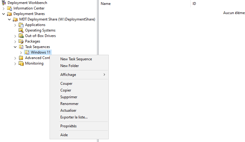 MDT avec Windows Server 2022 - Créer une séquence de tâches - Etape 1