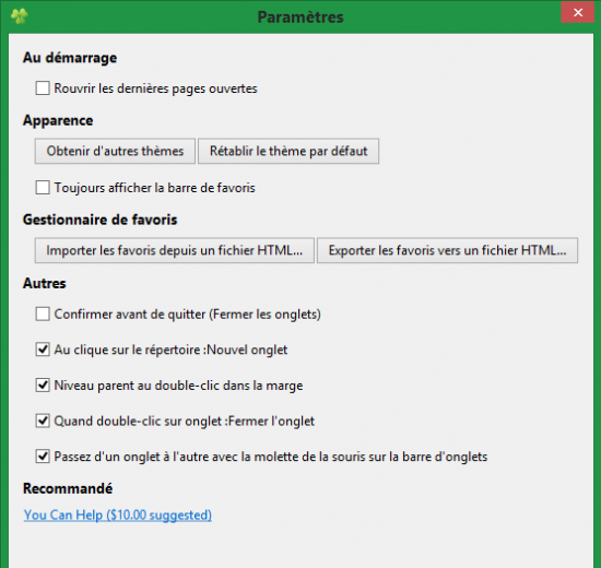 Paramétrage de Clover onglet clover