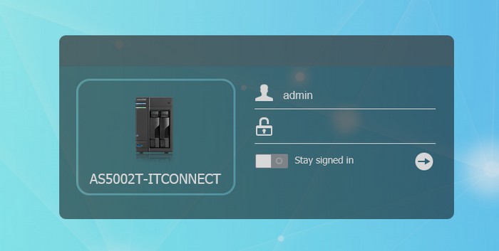 Asustor AS5002T - Page de connexion