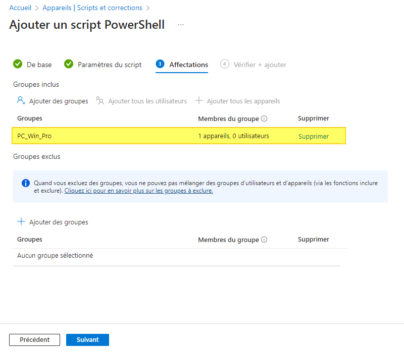 Intune - Affecter un script PowerShell à des appareils