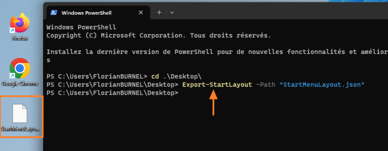 Windows 11 - Menu démarrer - Export-StartLayout